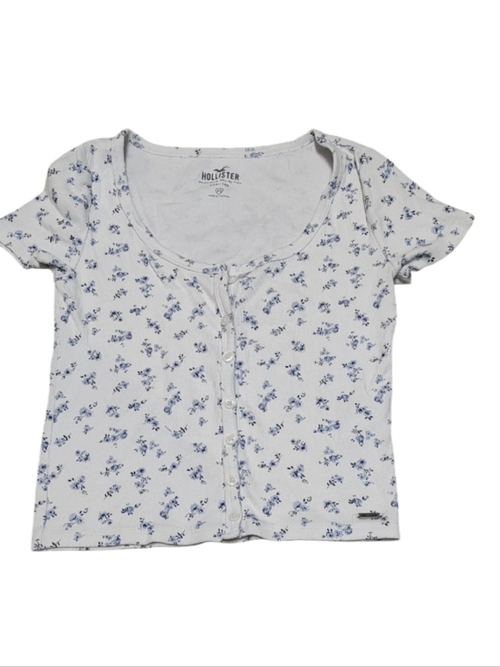Hollister Cream and Blue Baby Tee
